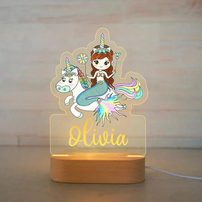Personalized Children Animal Night Light Custom Name Acrylic Lamp