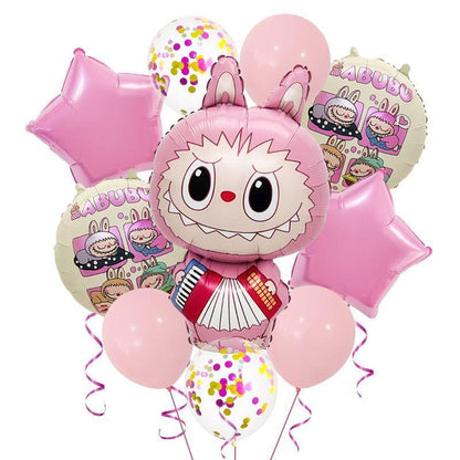 Labubu Aluminum Film Balloon Set â€“ Cartoon Birthday Party Decoration Pink