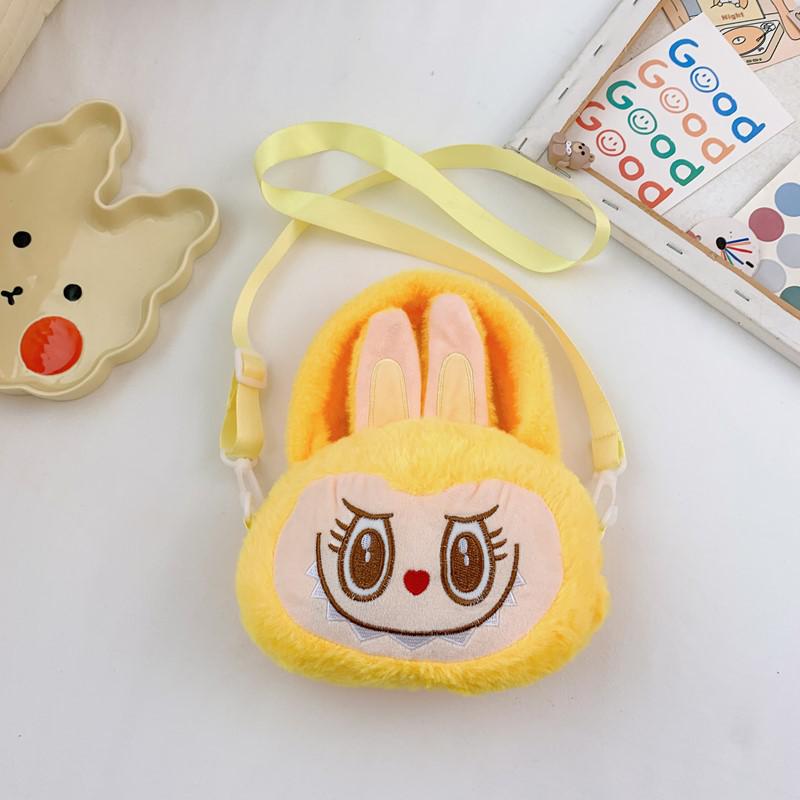 Labubu Kids Plush Crossbody Bag | Cute Mini Cartoon Shoulder Bag • Soft Plush Purse for Children Yellow