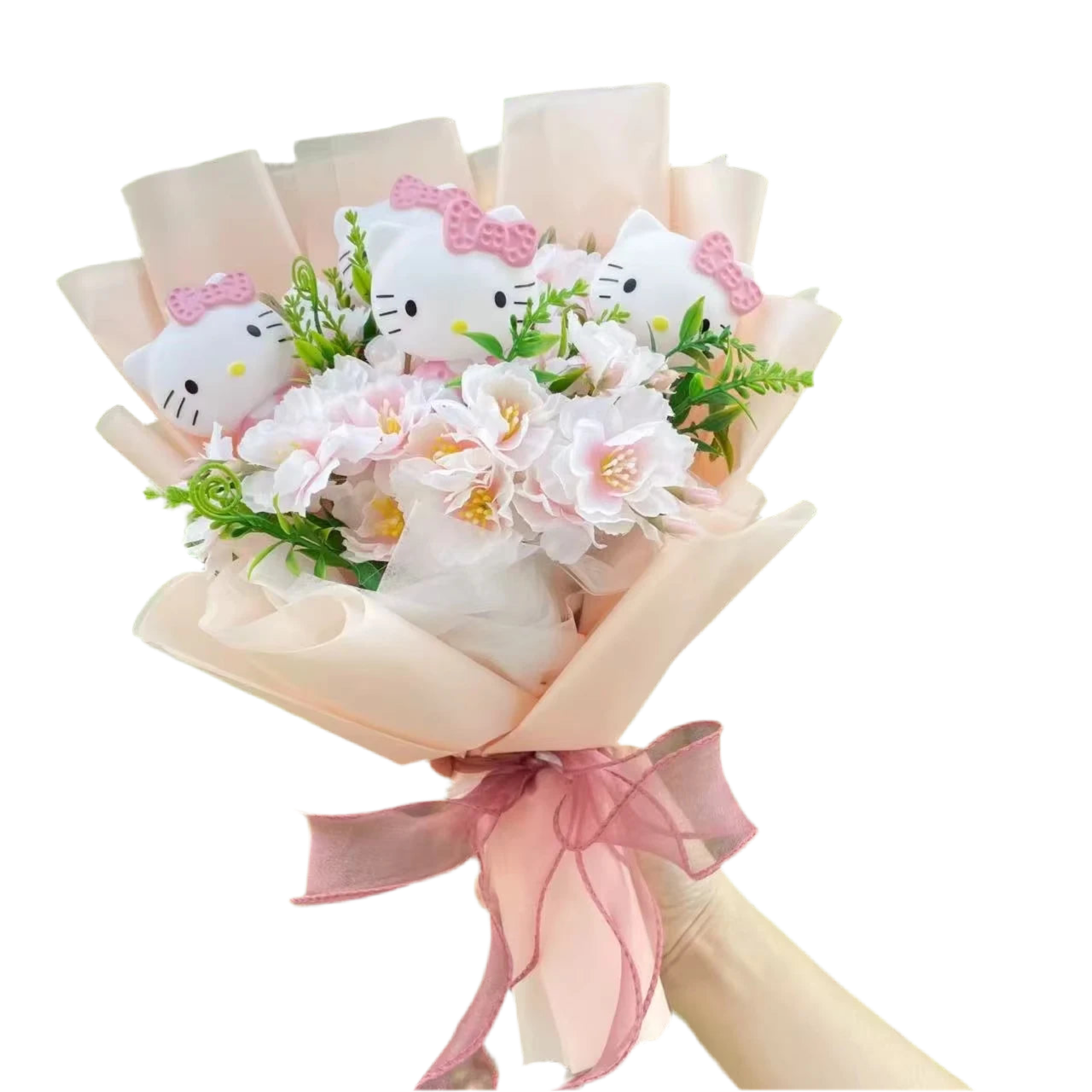 Plush Miss Kitty Stuffed Gift Flower Bouquet