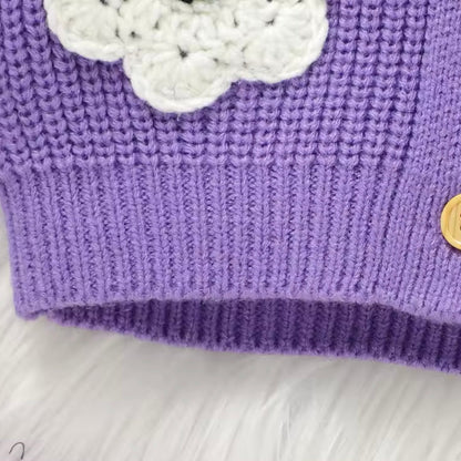 Baby Purple Halloween Knitted Cardigan (Age 9M-3YRS)