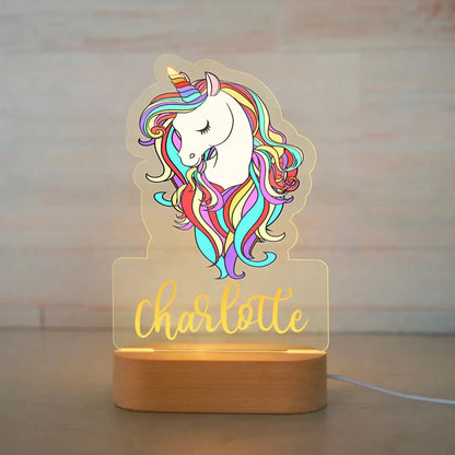 Personalized Children Animal Night Light Custom Name Acrylic Lamp