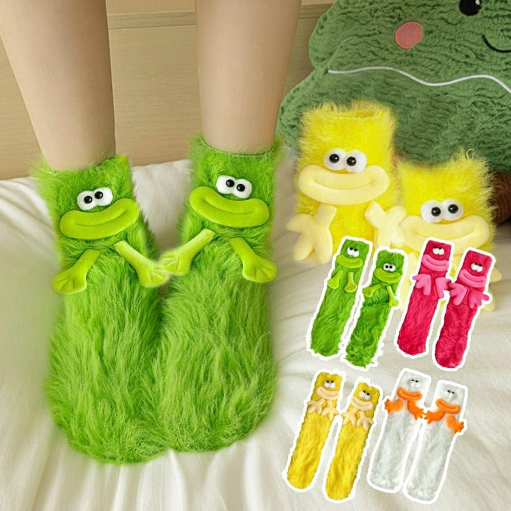 Mink Fleece Floor Socks – Funny Big-Eye Cartoon | Warm Plush Indoor Socks