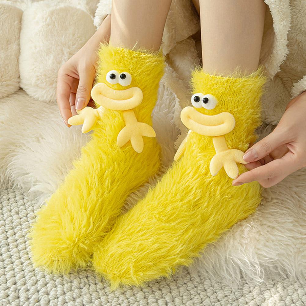 Mink Fleece Floor Socks – Funny Big-Eye Cartoon | Warm Plush Indoor Socks
