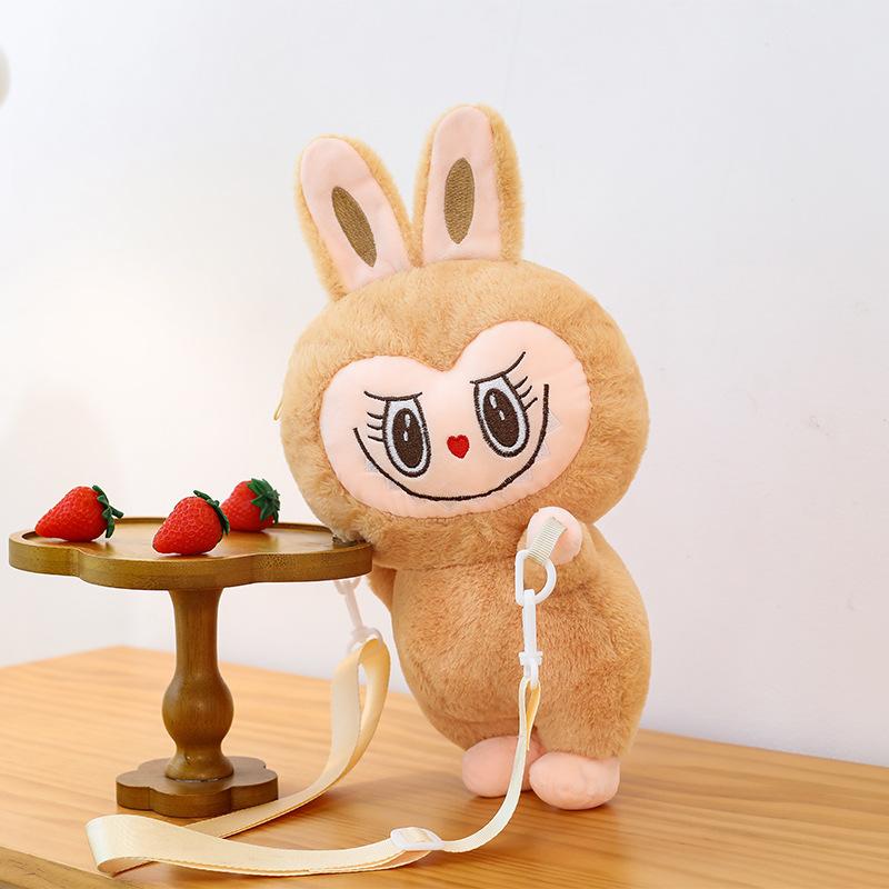 Labubu Party Rag Doll Bag Soft Girl Daily Versatile Messenger Bag Plush Rabbit Doll Bag Khaki