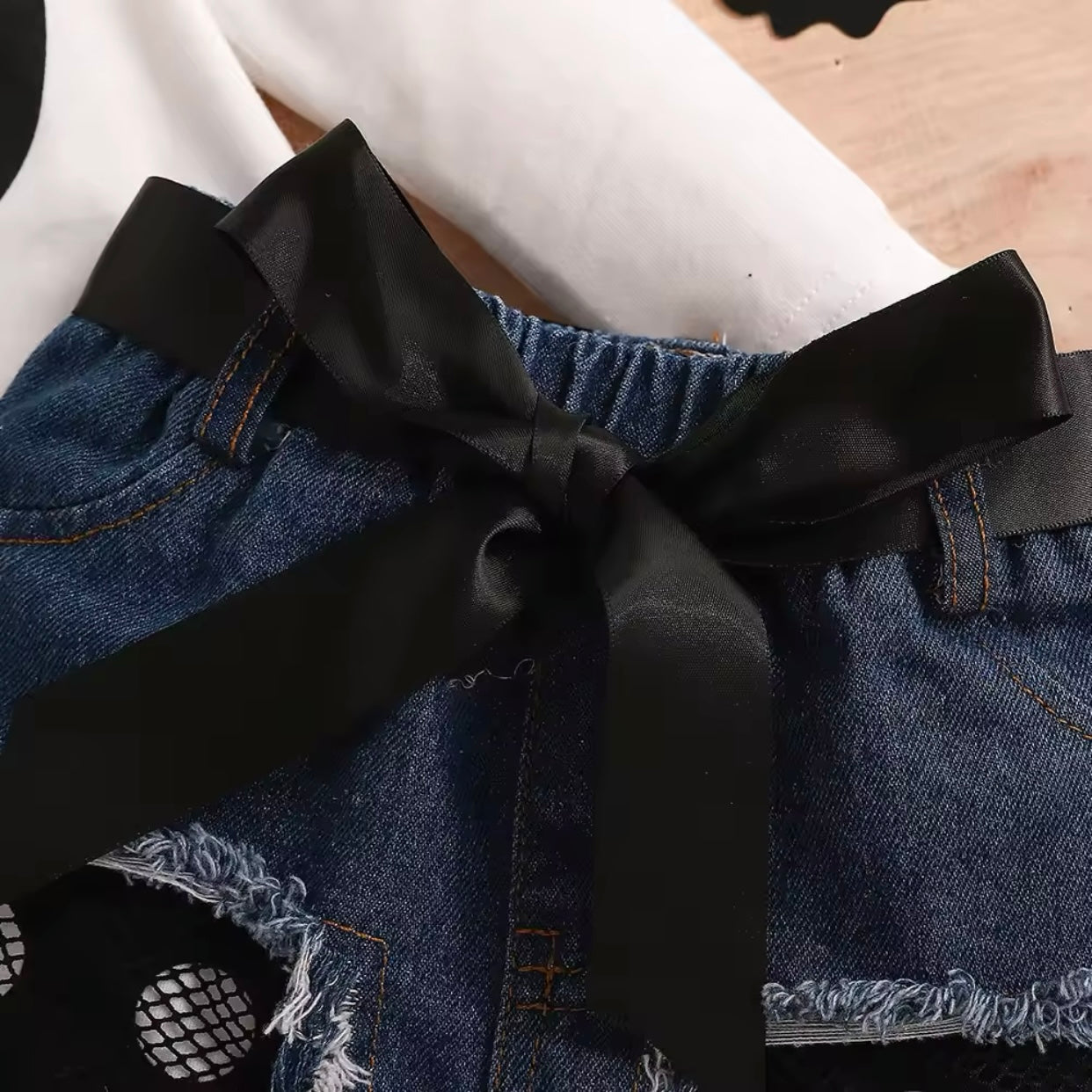 Girls Halloween Top & Denim Shorts Leggings Set (Age 12M-5YRS)