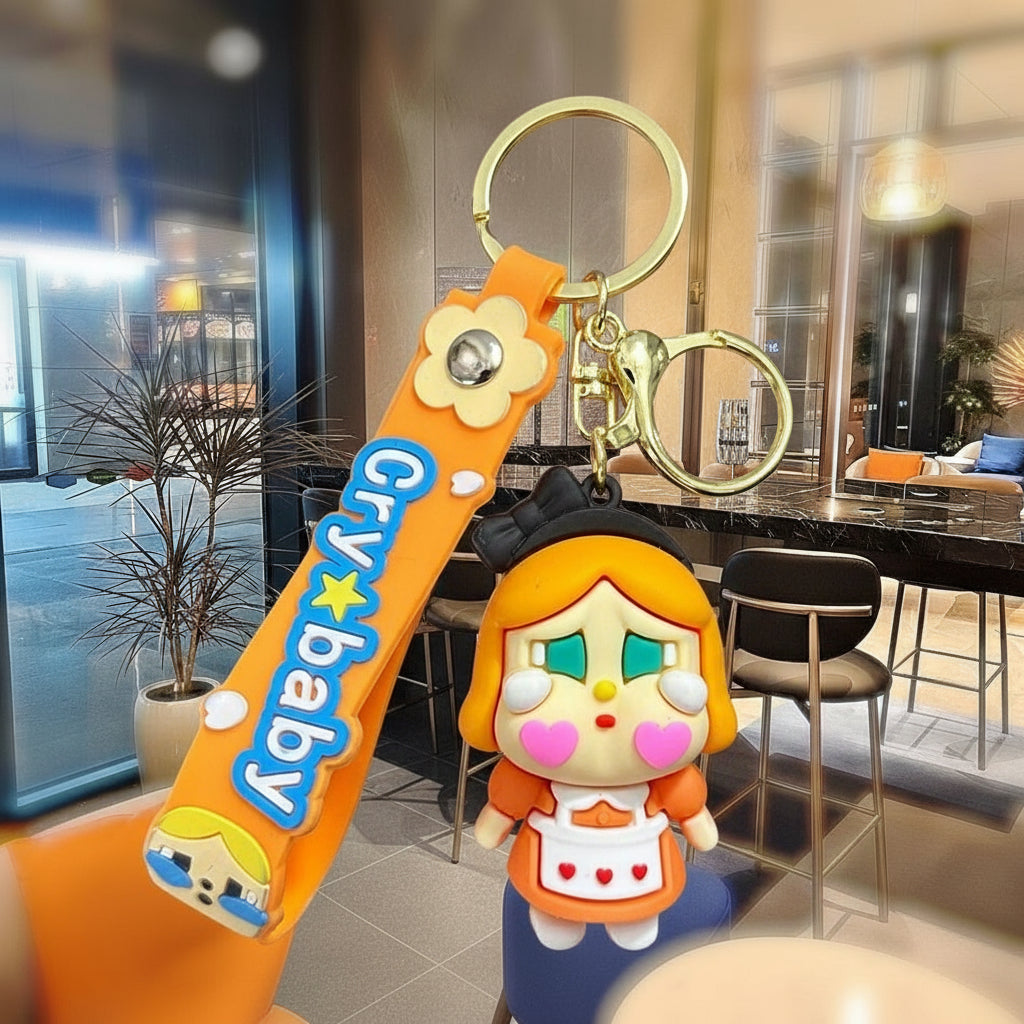 POP MART Crybaby Plush Keychain â€“ 6.5cm Soft Character Clip Multicolor A