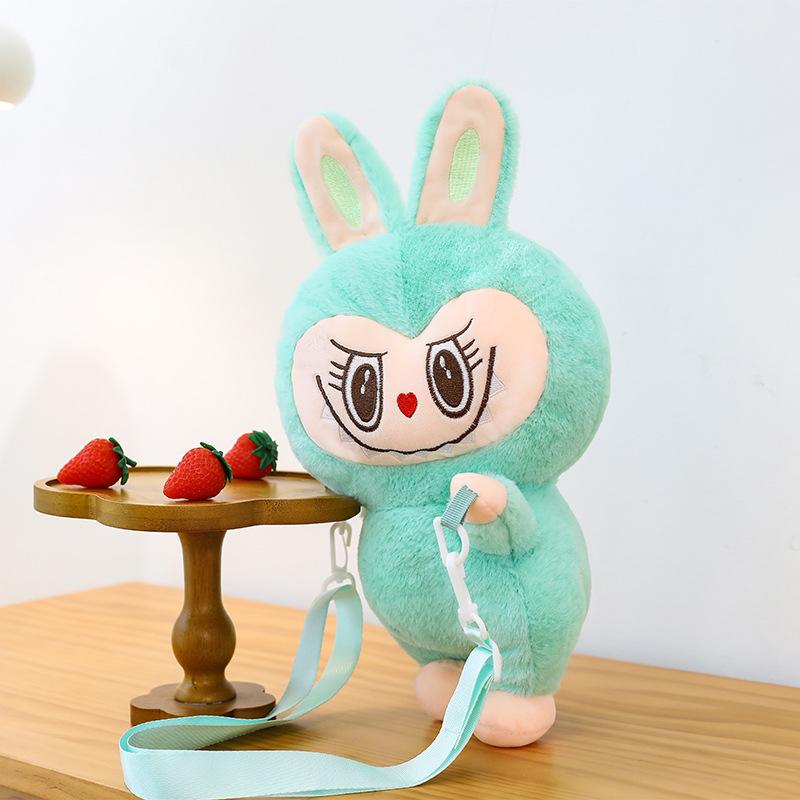 Labubu Party Rag Doll Bag Soft Girl Daily Versatile Messenger Bag Plush Rabbit Doll Bag Turquoise