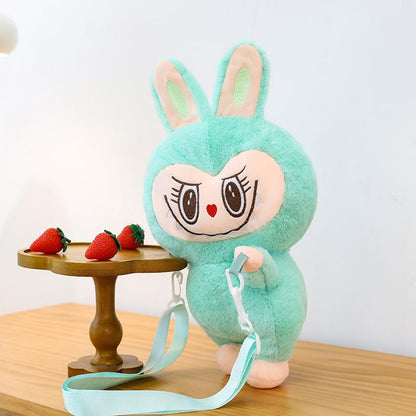 Labubu Party Rag Doll Bag Soft Girl Daily Versatile Messenger Bag Plush Rabbit Doll Bag Turquoise
