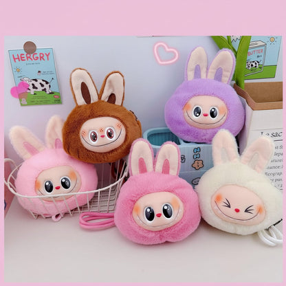 Labubu Plush Wallet Keychain Pendant | Mini Zipper Pouch • Cute Hanging Decoration • Bag & Key Accessory