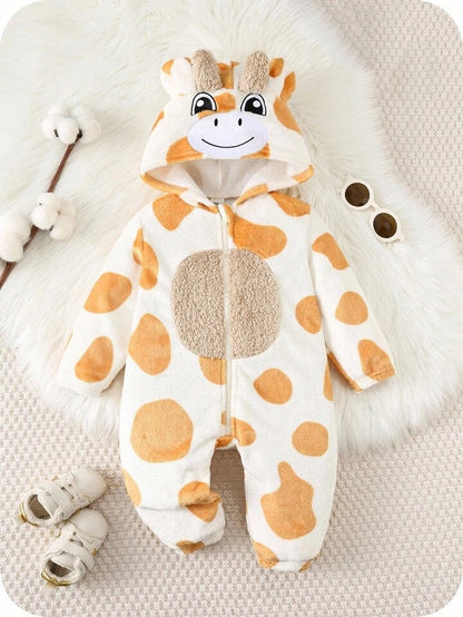 Baby/Toddler Giraffe Halloween Costume Hooded Romper â€“ Warm Fleece Jumpsuit Costume (Age Newborn-3 YRS)