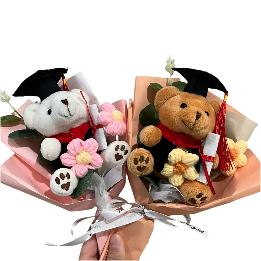 Handmade Flower Graduation Plush Teddy Bear Gift Bouquet