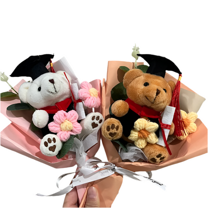 Handmade Flower Graduation Plush Teddy Bear Gift Bouquet