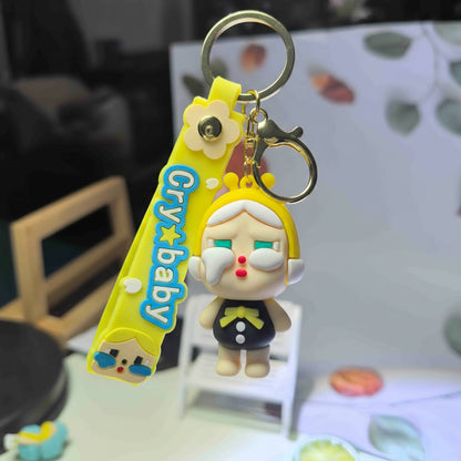 POP MART Crybaby Plush Keychain â€“ 6.5cm Soft Character Clip Multicolor D