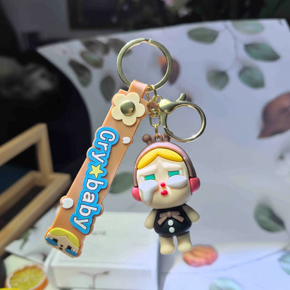 POP MART Crybaby Plush Keychain â€“ 6.5cm Soft Character Clip Multicolor C