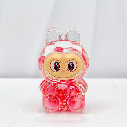 Labubu Acrylic Quicksand Keychain â€“ Glow Bubble Bead Pendant Red