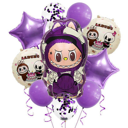 Labubu Aluminum Film Balloon Set â€“ Cartoon Birthday Party Decoration Purple