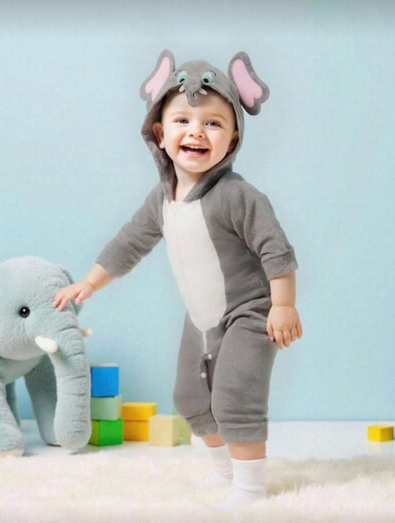 Baby Elephant Halloween Costume â€“ Plush Animal Outfit for Babies (Age Newborn-9M)