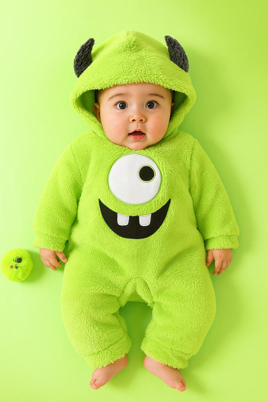 Baby Boy Monster INC Hooded Plush Jumpsuit (Age 6M-3 YRS)