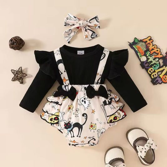 Baby Girls Halloween Romper & Headband (Age Newborn - 18M)