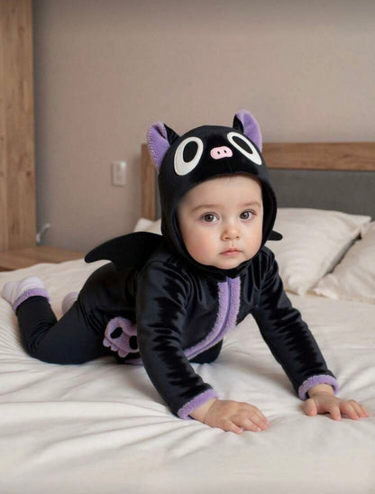 Toddler & Baby Black Cat Costume â€“ Hooded Halloween Jumpsuit with Wings (Age 3M-3 YRS)