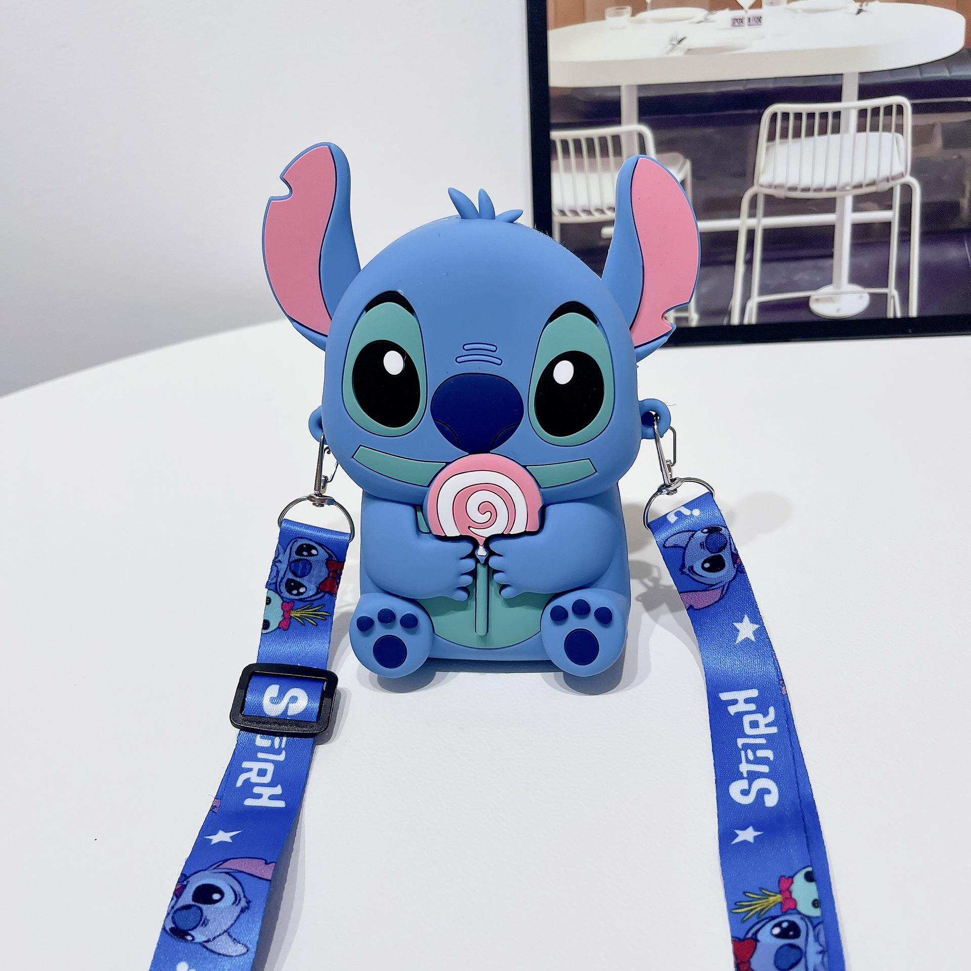Stitch Silicone Kids Wallet | Cute Crossbody Coin Bag • Cartoon Shoulder Purse for Children Blue
