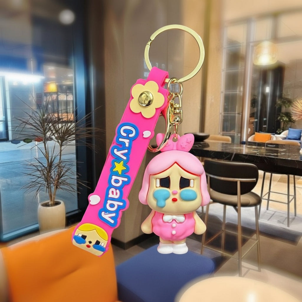 POP MART Crybaby Plush Keychain â€“ 6.5cm Soft Character Clip Multicolor B