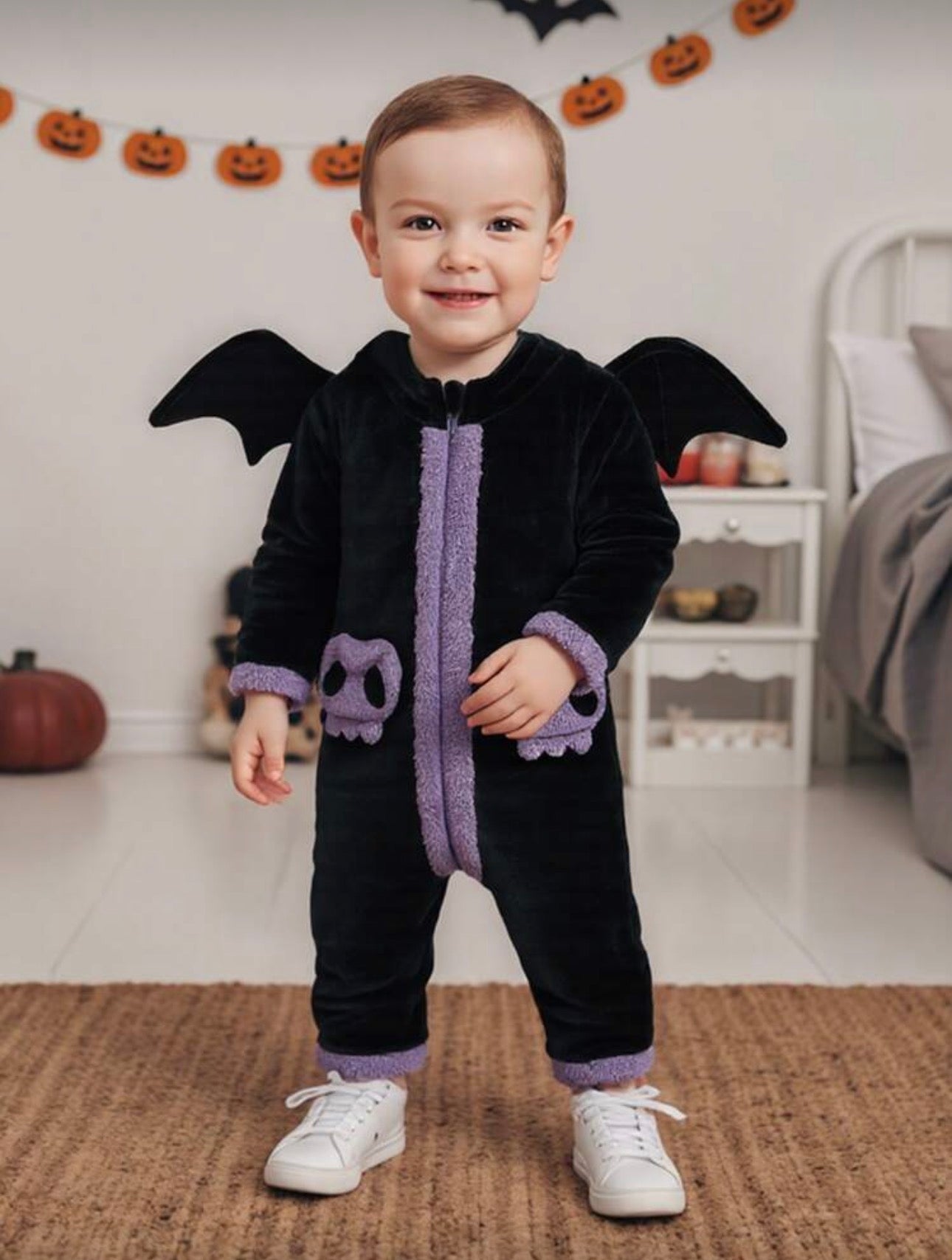 Toddler & Baby Black Cat Costume â€“ Hooded Halloween Jumpsuit with Wings (Age 3M-3 YRS)