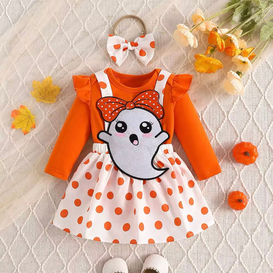 Baby Girls Ghost Halloween Bodysuit & Dress Costume (Age Newborn - 24M)