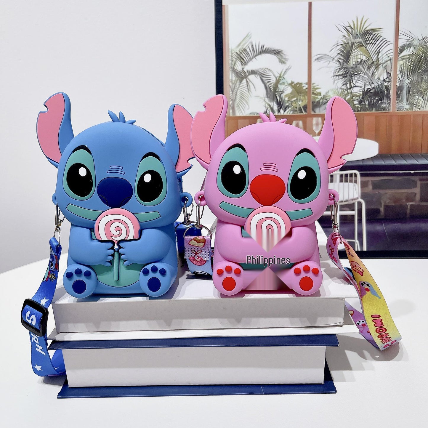 Stitch & Angel Silicone Wallet â€“ Kidsâ€™ Crossbody Coin Purse | Waterproof Character Bag