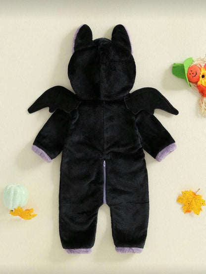 Toddler & Baby Black Cat Costume â€“ Hooded Halloween Jumpsuit with Wings (Age 3M-3 YRS)