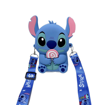 Stitch & Angel Silicone Wallet â€“ Kidsâ€™ Crossbody Coin Purse | Waterproof Character Bag
