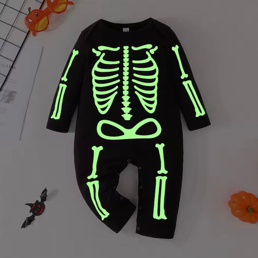 Baby Glow In The Dark Halloween Skeleton Costume (Age Newborn - 18N)