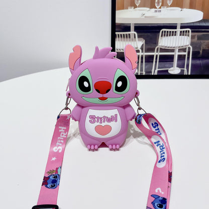 Stitch Silicone Kids Wallet | Cute Crossbody Coin Bag • Cartoon Shoulder Purse for Children Multi Pink