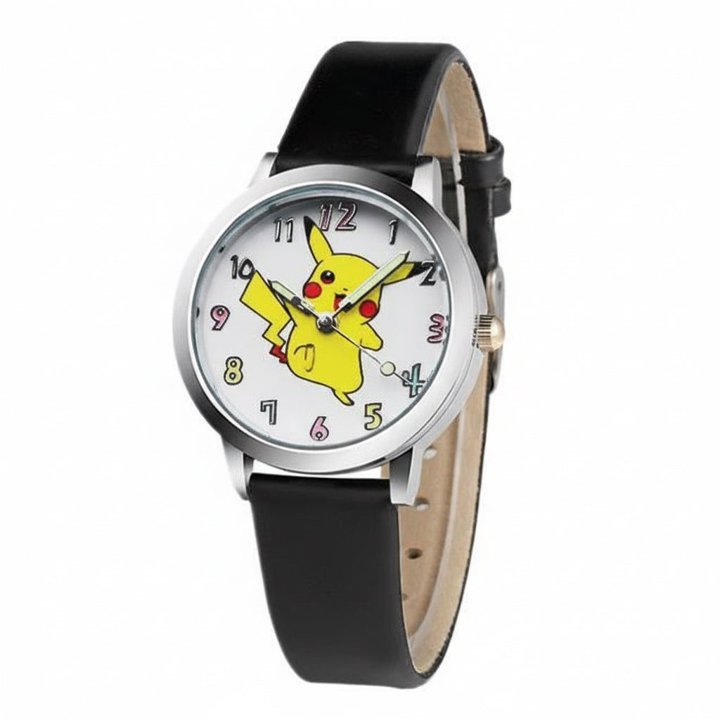 Children’s Pikachu Pokemon Leather Watch | Cartoon Pokémon Kids Clock