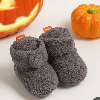 Baby Fleece Pumpkin Fluffy Halloween Booties (Age Newborn - 18M)