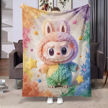 Labubu Flannel Blanket â€“ Cozy All-season Nap Throw | Soft Plushie Pairing Multicolor F
