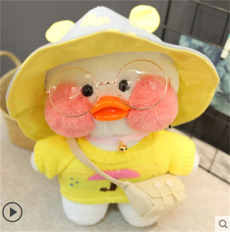 Lalafanfan Yellow Café Duck Plush – 30cm Kawaii Soothing Toy 3