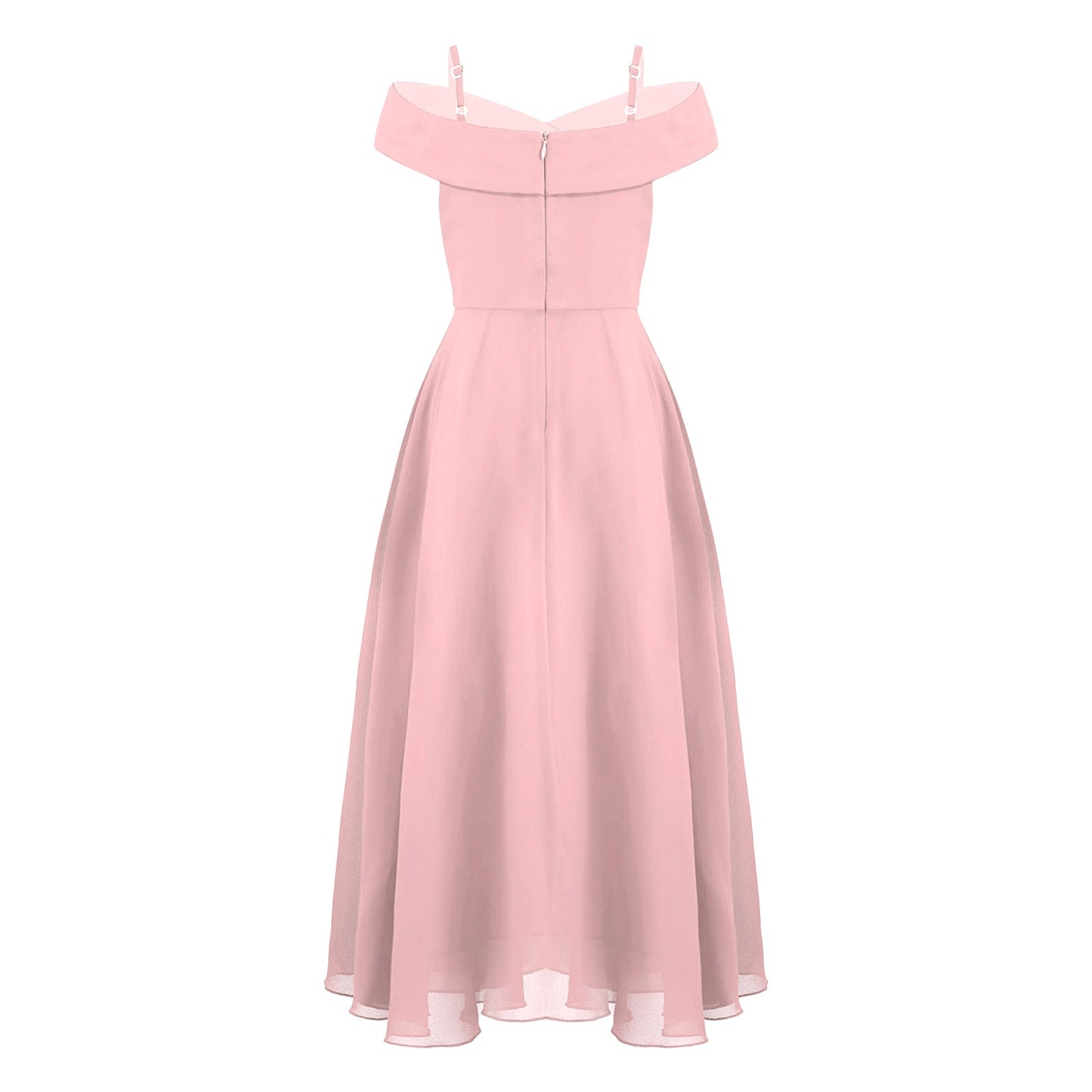 Girls Chiffon Off-the-Shoulder Adjustable A-Line Dress (Age 4-16 YRS)
