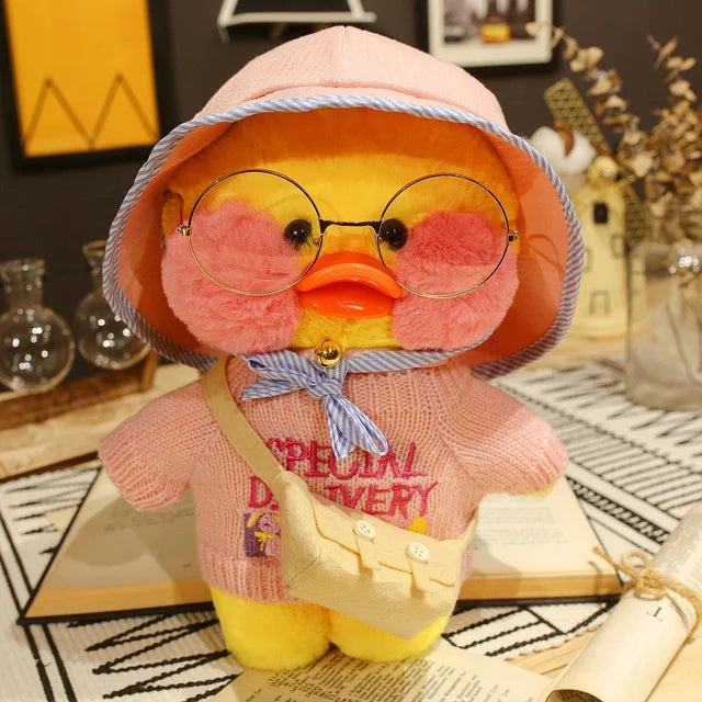 Lalafanfan Yellow Café Duck Plush – 30cm Kawaii Soothing Toy 2