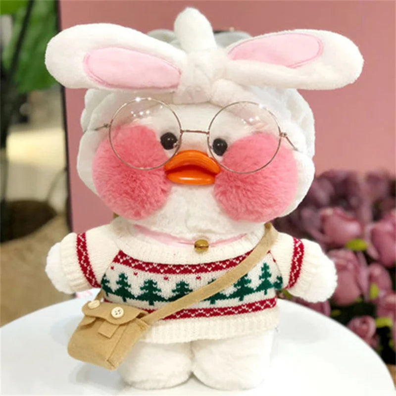 Lalafanfan Yellow Café Duck Plush – 30cm Kawaii Soothing Toy G