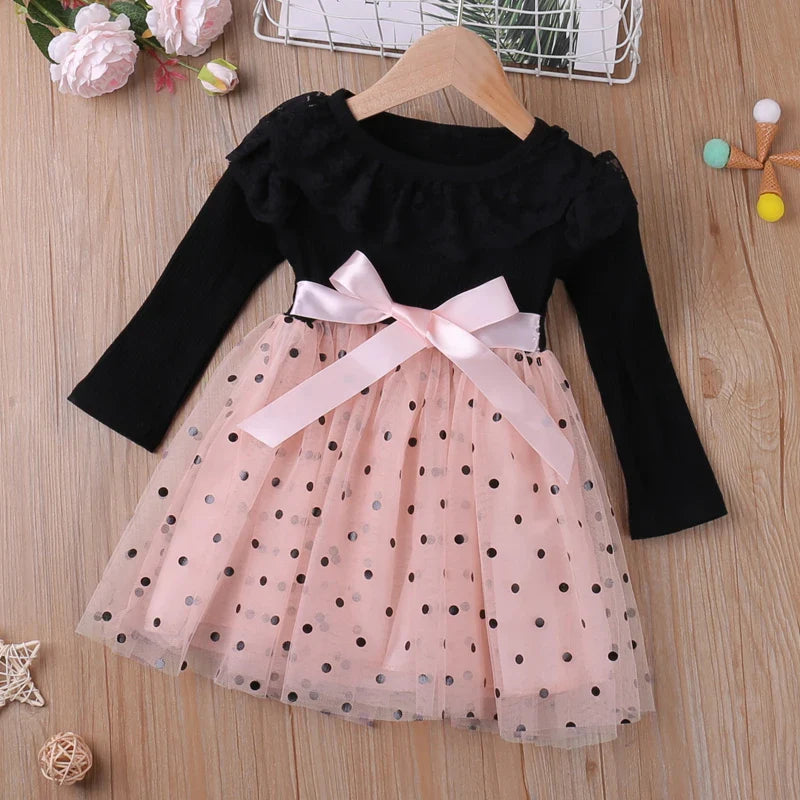 Girls Long Sleeve Lace Collar Dress (Age 24M-6YRS)