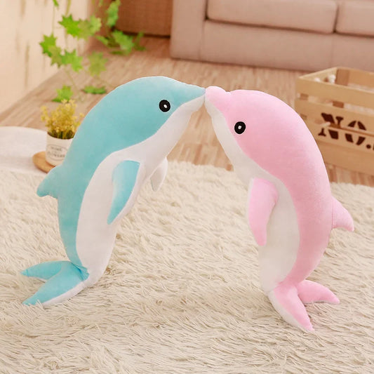 Plush Soft Pink/Blue Dolphin Stuffed Toy - 30cm