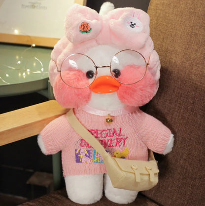 Lalafanfan Yellow Café Duck Plush – 30cm Kawaii Soothing Toy U