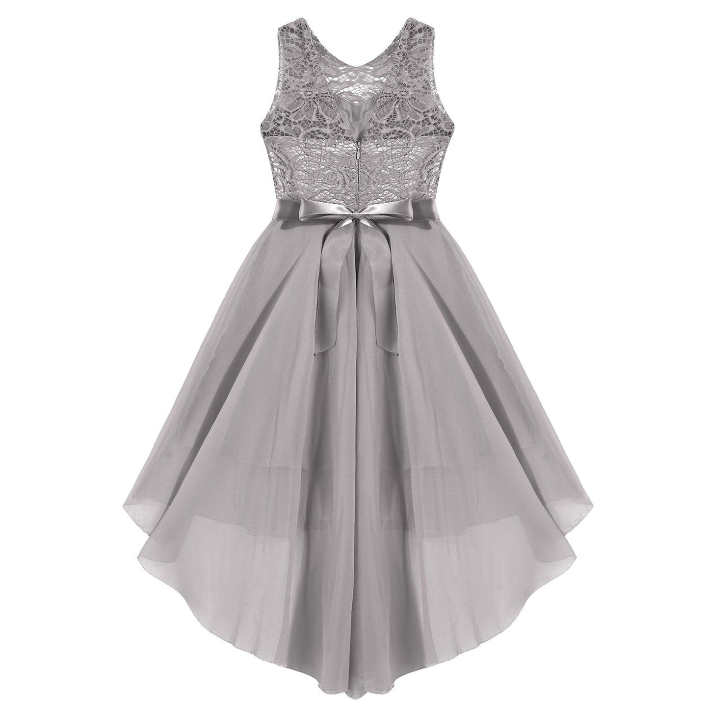 Girls Lace Floaty Dipped Hem Dress (Age 6-16 Years)