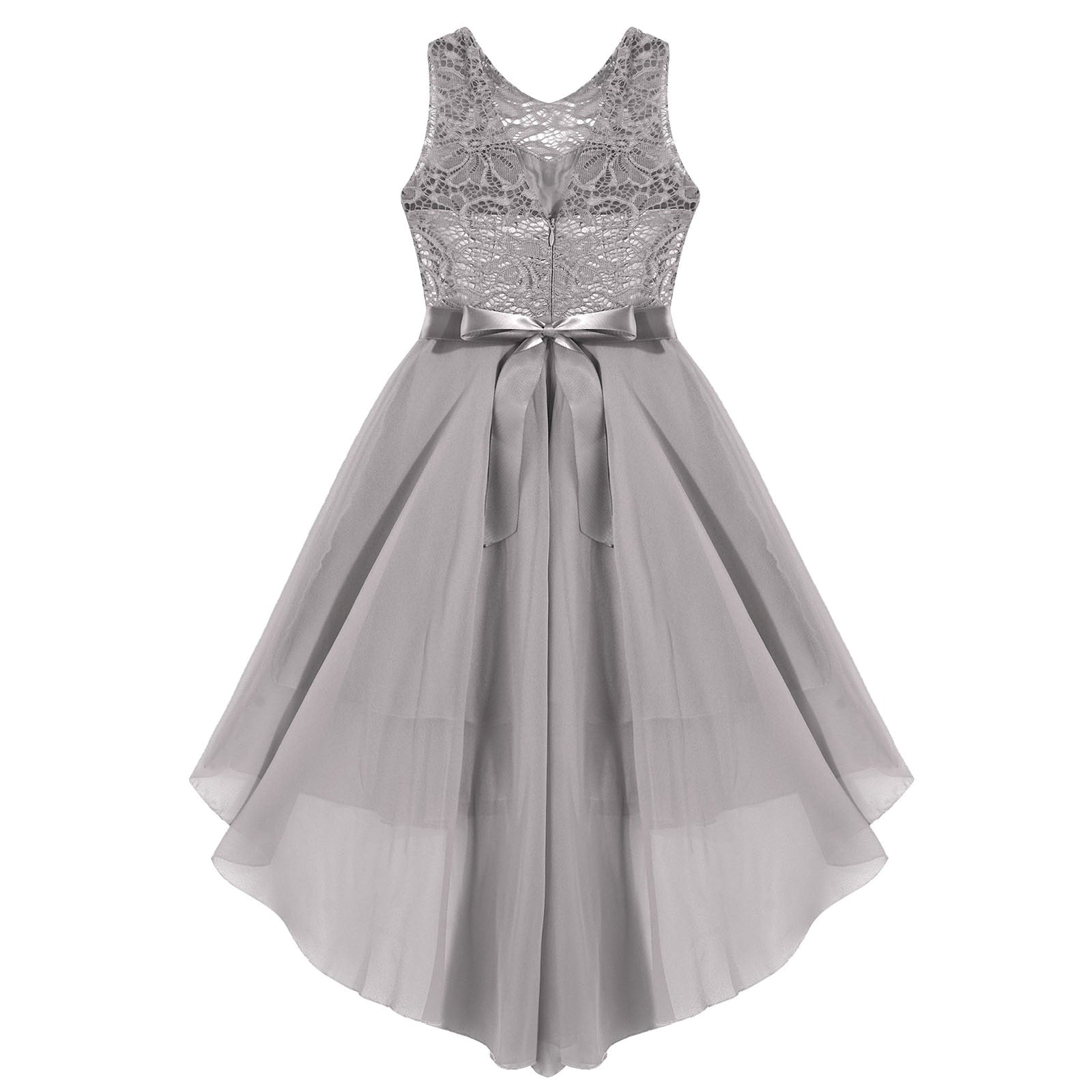 Girls Lace Floaty Dipped Hem Dress (Age 6-16 Years)