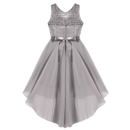 Girls Lace Floaty Dipped Hem Dress (Age 6-16 Years)