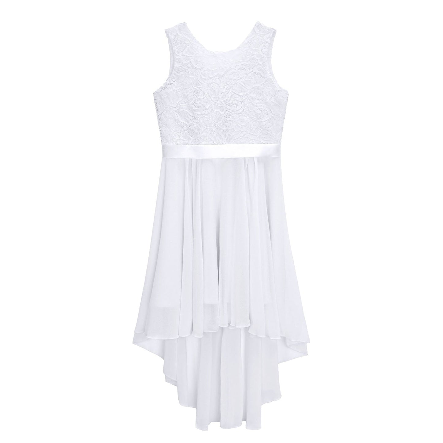 Girls Lace Floaty Dipped Hem Dress (Age 6-16 Years)