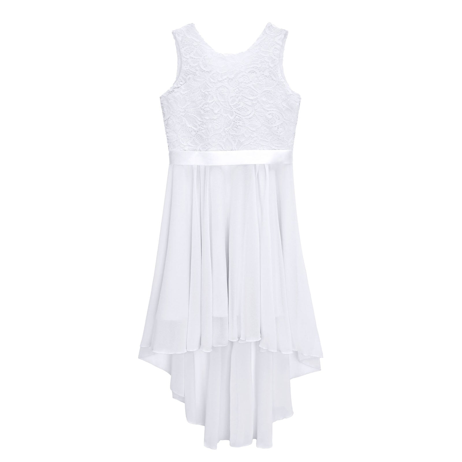 Girls Lace Floaty Dipped Hem Dress (Age 6-16 Years)