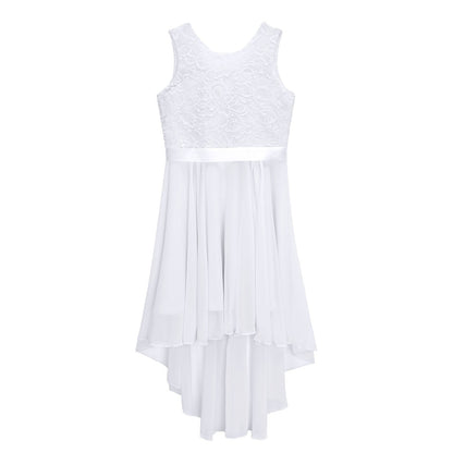 Girls Lace Floaty Dipped Hem Dress (Age 6-16 Years)